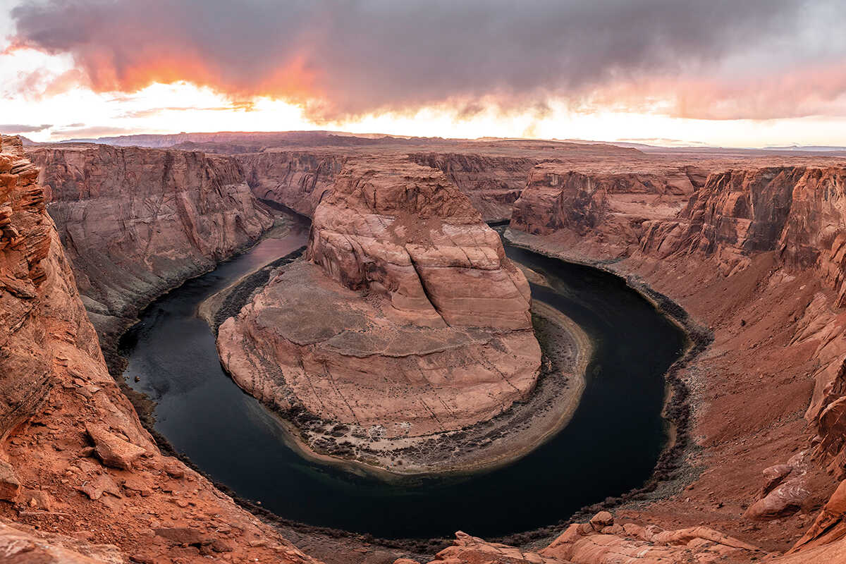 An aerial view of Horseshoe Bend