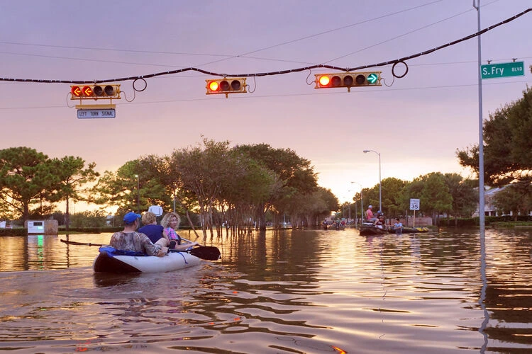 Flooded streets in Houston, Texas