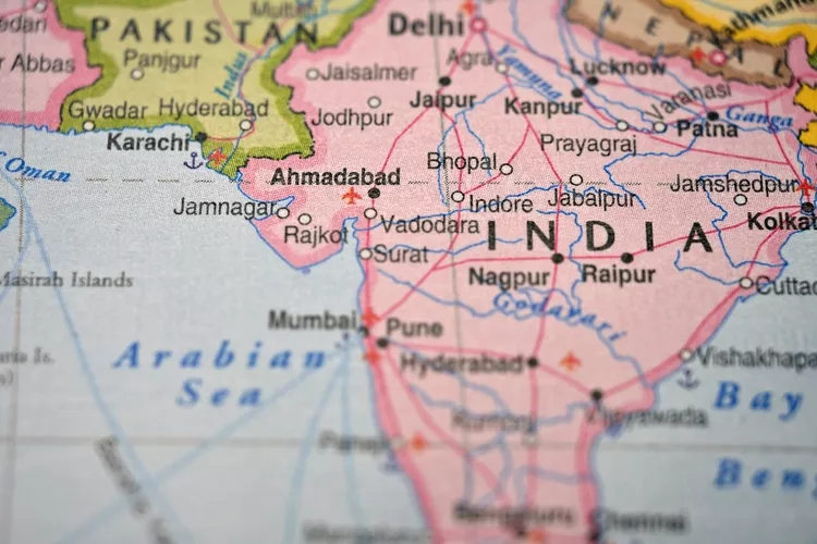 India on a map