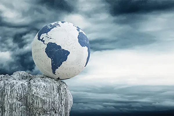 digital art of the world on a cliff edge