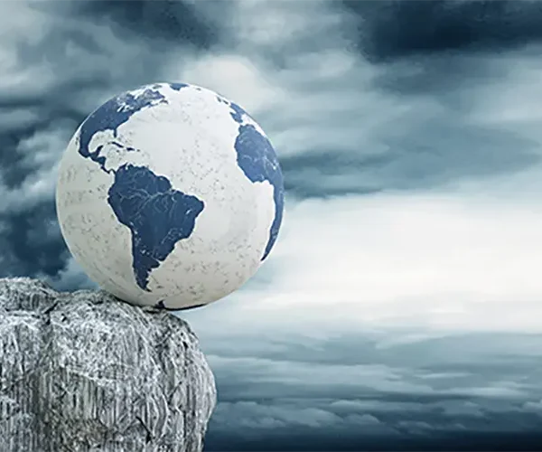 digital art of the world on a cliff edge