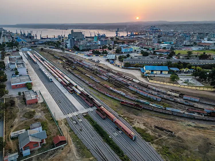 The Atlantic port of Lobito, where the 1,300 kilometre rail line ends