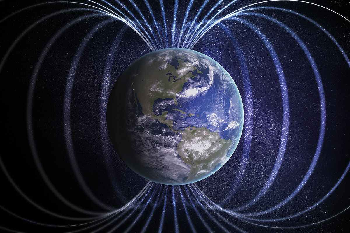 Earth with visible magnetic poles 