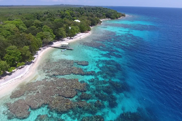 Mesoamerican Barrier Reef aerial shot