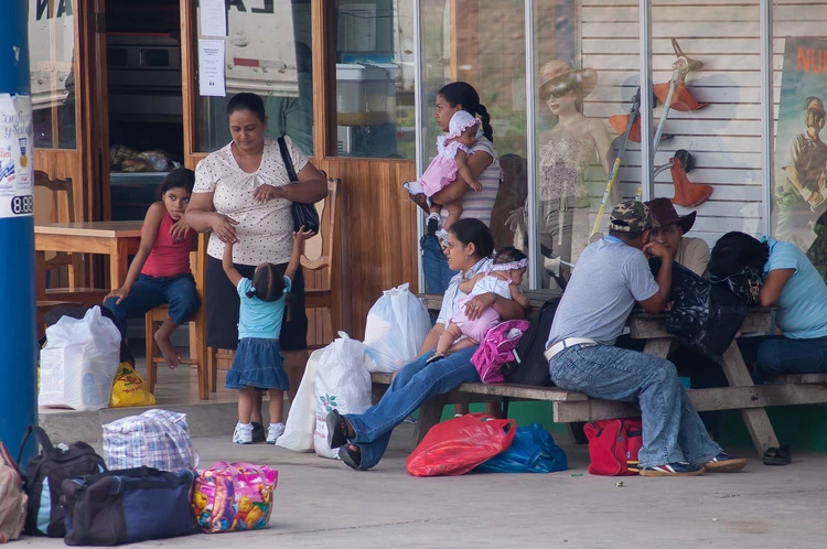 Darien Province, Panama. 07-18-2019. Indigenous migrants are waiting for transportation in the Darien Province, Panama, Central America,