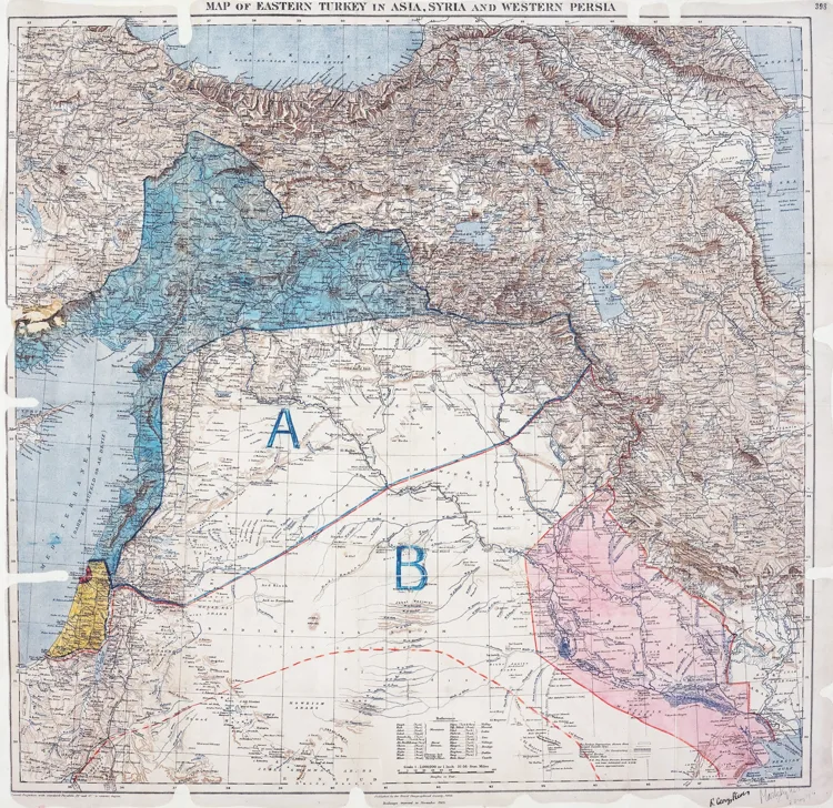 The 1916 Sykes-Picot map of the Middle East