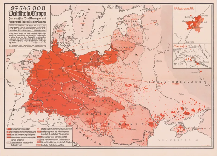 A Nazi propaganda map of German populations across Europe