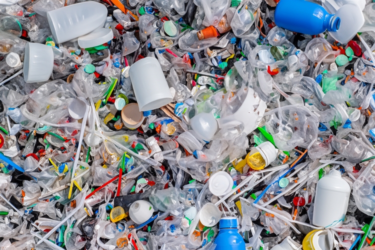 Plastic waste aerial shot