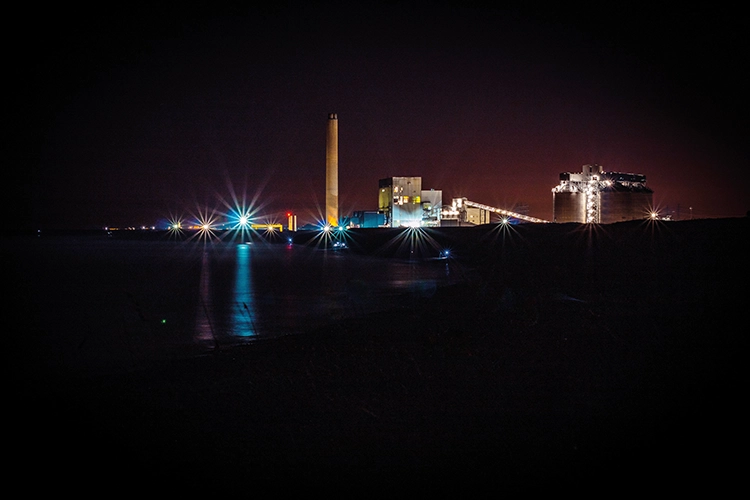 Lynemouth at night