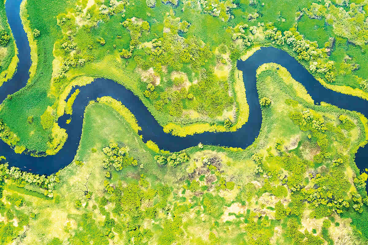 An aerial picture of the Danube delta