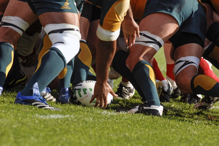 MARSEILLE, FRANCE-OCTOBER 06 2007: close up of the australian rugby players scrum, during the match Australia vs England, of the Rugby World Cup, in Marseille.