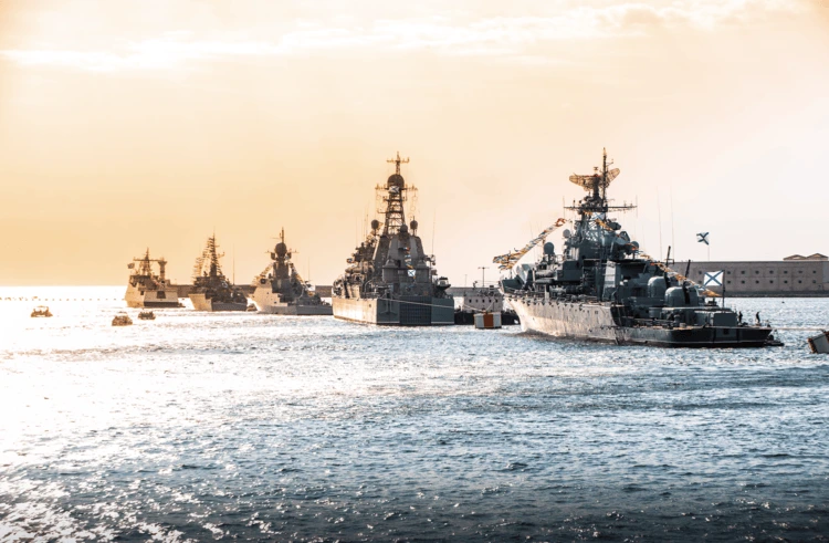 Russian warships moored in Sevastopol in Crimea, 2021