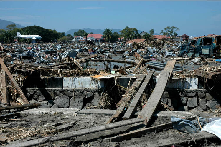 Debris from the Sumatra earthquake and tsunami in Banda Aceh, Indonesia