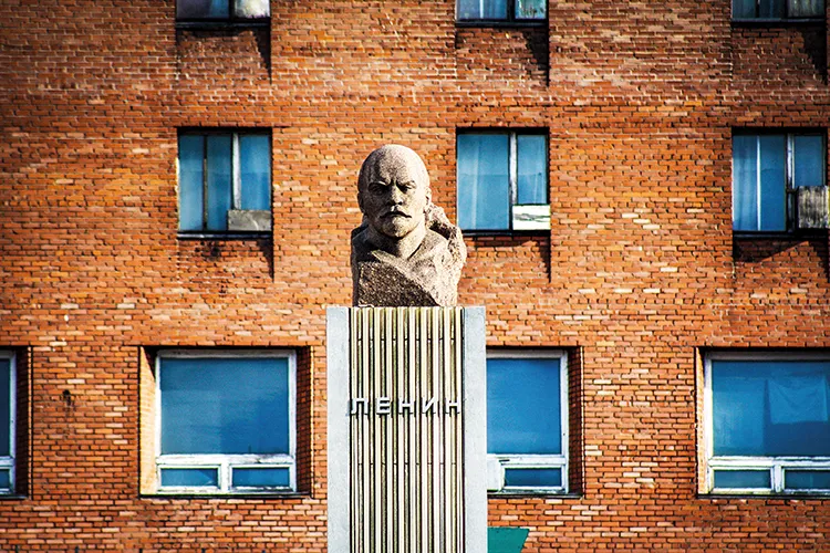 Lenin’s bust peers down on the Russian mining town of Barentsburg in Svalbard