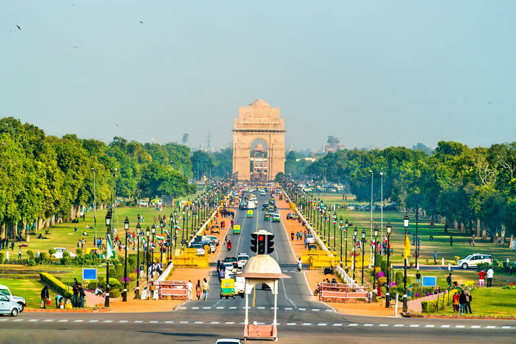  View of Rajpath ceremonial boulevard from the Secretariat Building towards the India Gate