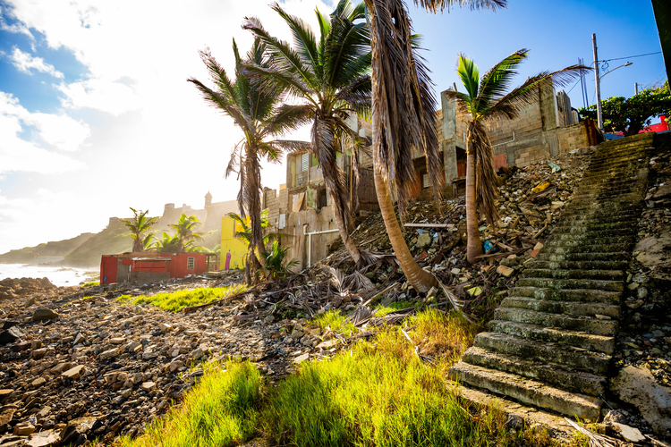Hurricane damage in Caribbean