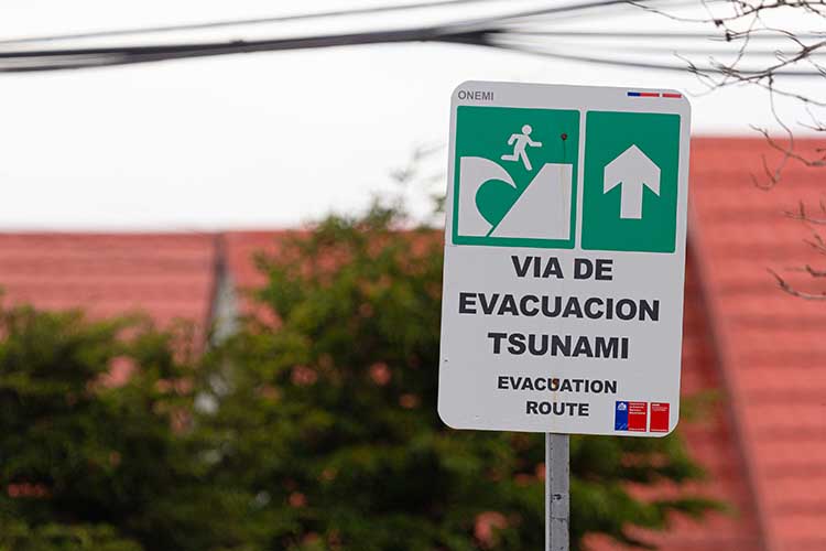 Tsunami warning sign in Chile