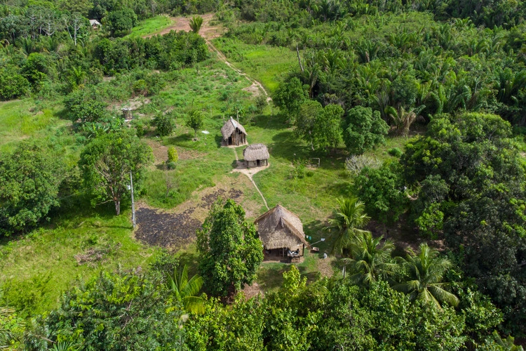 Aerial view of typical indigenous hollow, which are very common in Amazon forest.