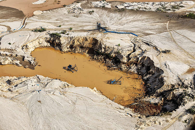 An illegal mine in Madre de Dios, Peru