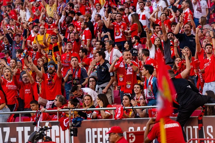 Lisbon, Portugal - 04 07 2023: Liga Bwin game between SL Benfica and FC Porto: fans of Benfica during game