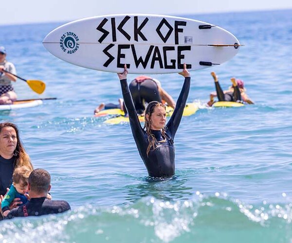 Protest by Surfers Against Sewage in Falmouth