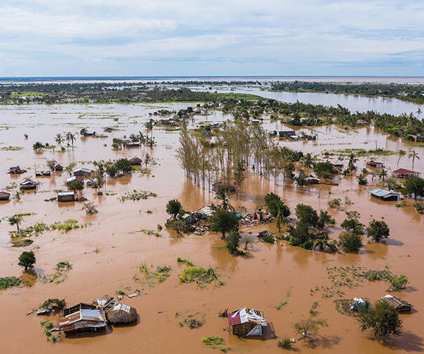 A flooded village in Mozambique