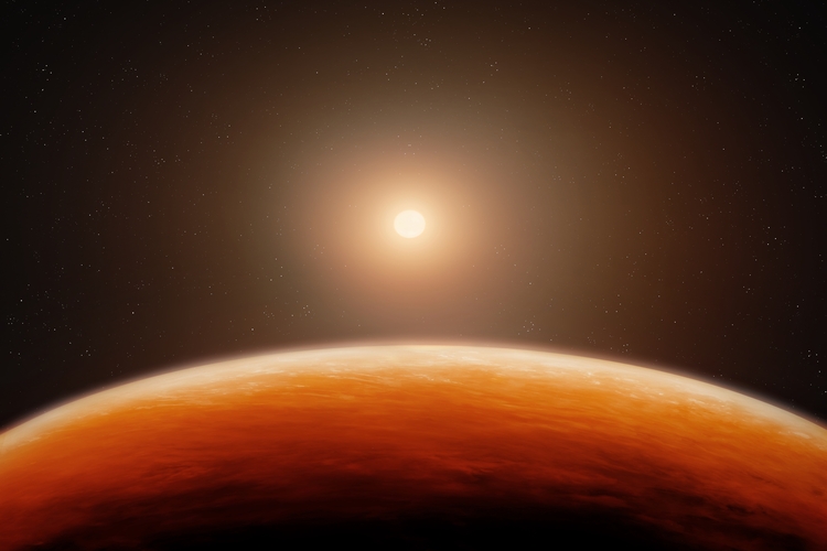 A panoramic view of red planet. Mars