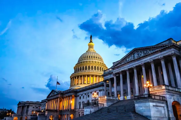 US Capitol Lights North Side Illuminated Congress House Representatives Senate Capital City Washington DC