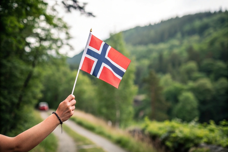 Norway flag with trees