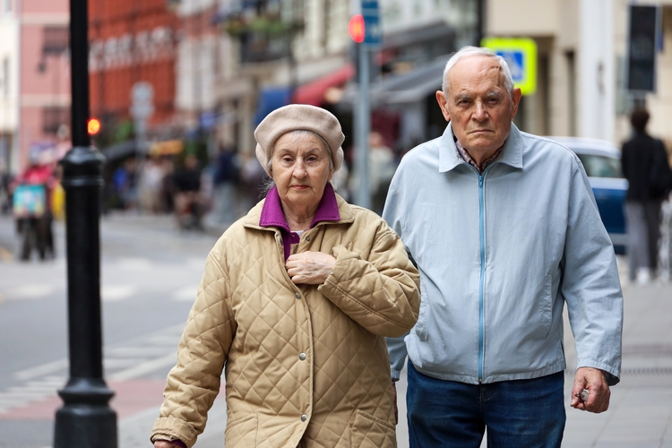 Two individuals walking in Moscow, Russia