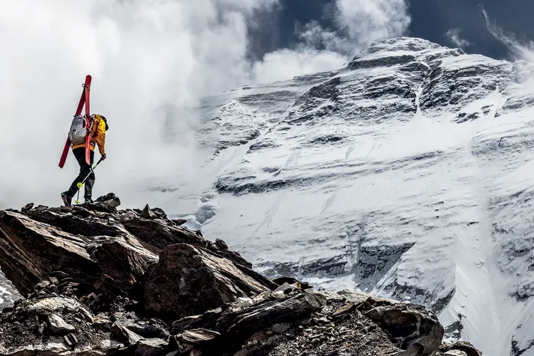 Jim Morrison climbing towards the summit of Mount Everest