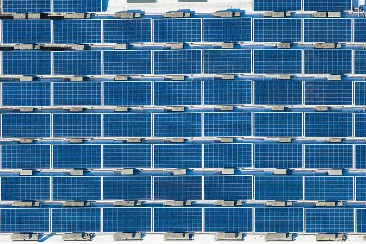 Aerial view of solar panels