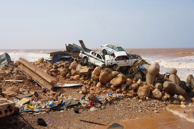 Damage in Derna city due to Storm Daniel.