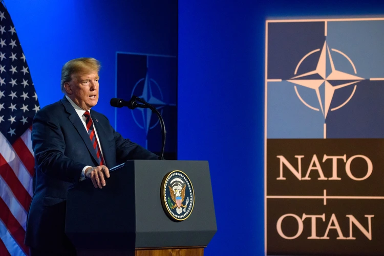 12.07.2018. BRUSSELS, BELGIUM. Press conference of Donald Trump, President of United States of America, during NATO (North Atlantic Treaty Organization) SUMMIT 2018