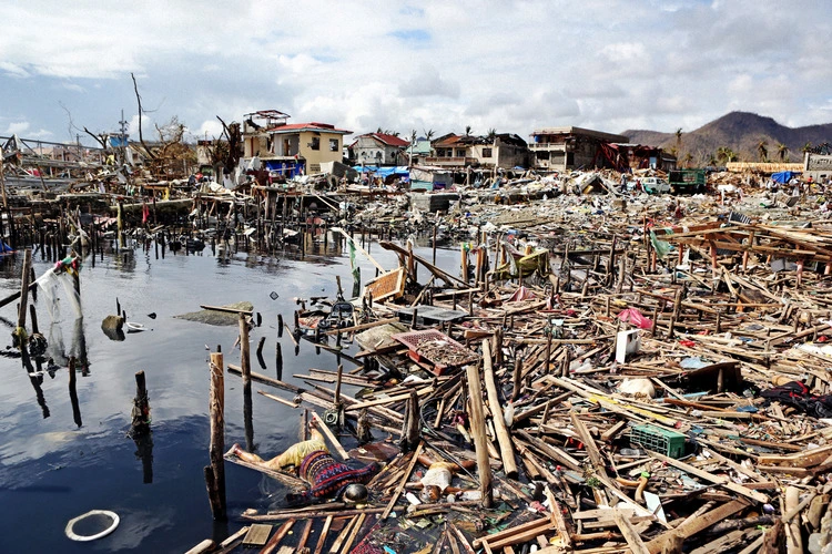 8 November 2013. Tacloban, Philippines.Typhoon Haiyan, known as Super Typhoon Yolanda in the Philippines, was one of the most intense tropical cyclones on record.