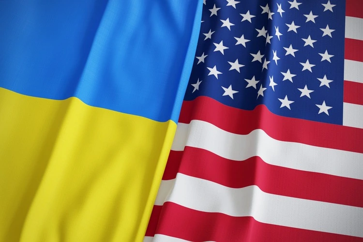 flag of Ukraine and the United States of America