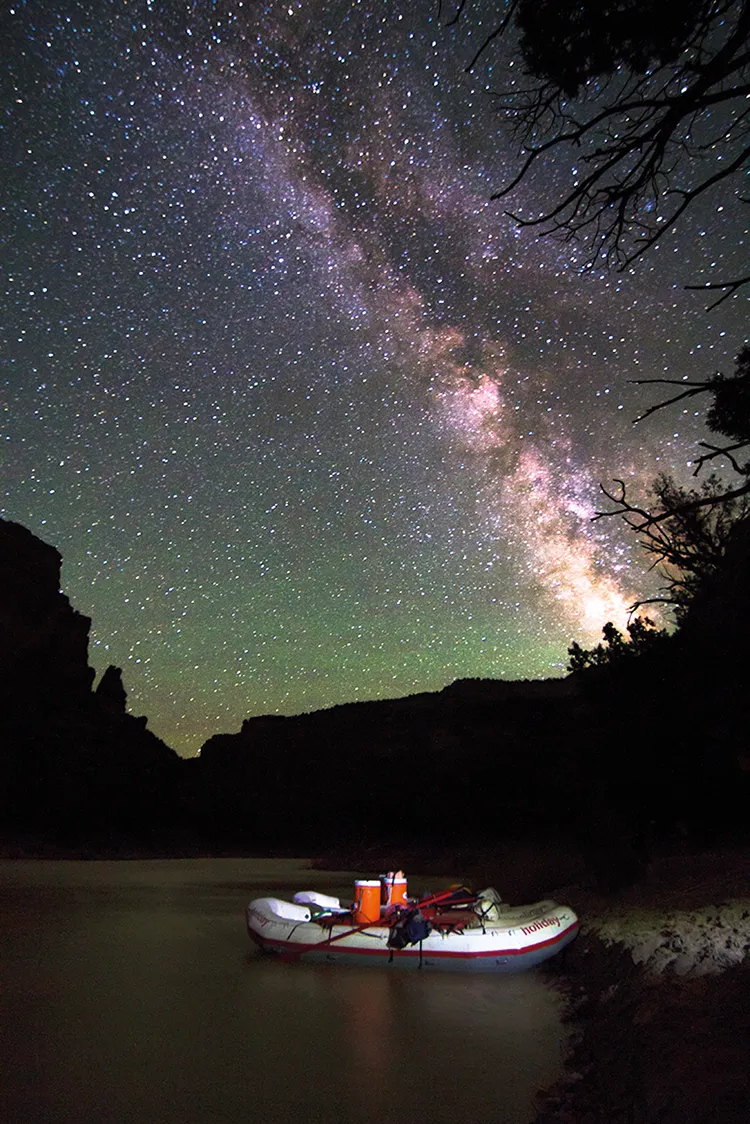 Holiday River Expeditions under night sky utah colorado river