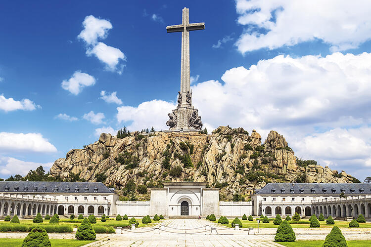 View of the Valley of the Fallen monument near Madrid