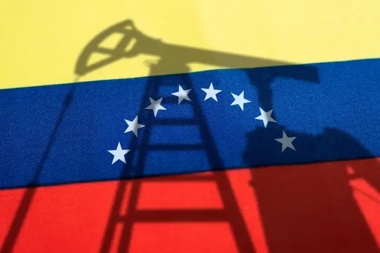 Venezuela oil concept with flag