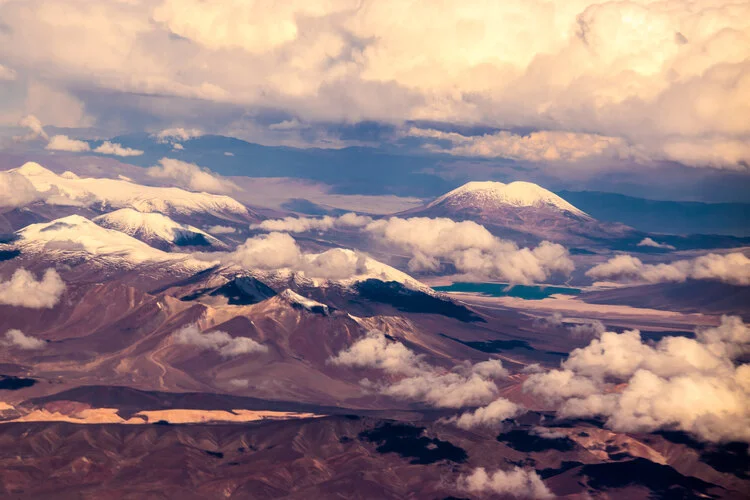 "Nevado Tres Cruces" and Volcano "Ojos del Salado" in the Atacama mountain range, Chile