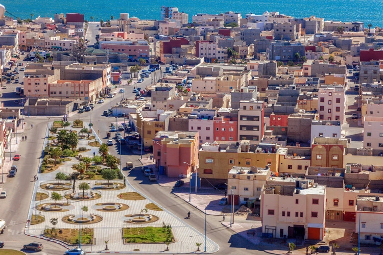 Aerial view of Dakhla. Dakhla, Western Sahara, Morocco.